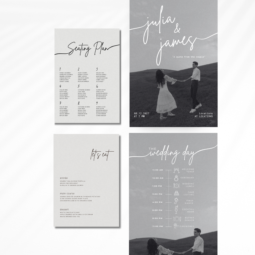 Black and White Style | Wedding Suite Template | Digital Download