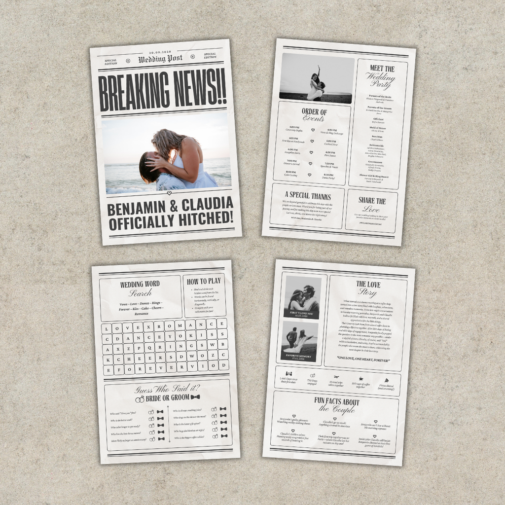 Newspaper Wedding Program